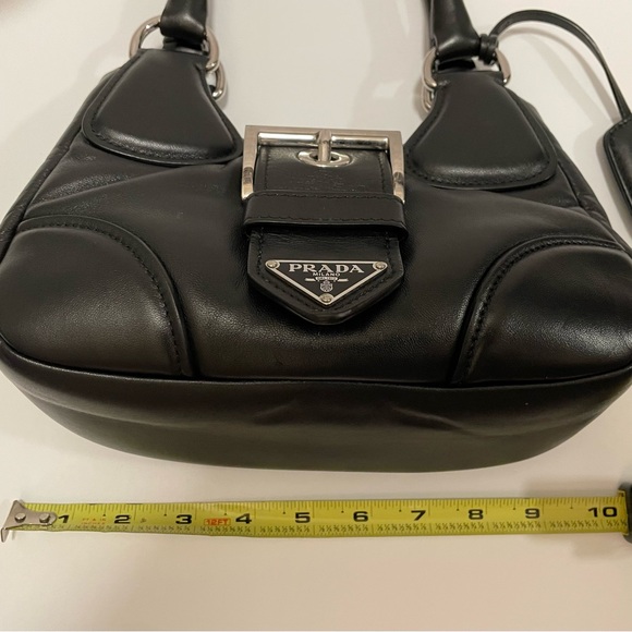 PRADA Italy Moon Padded Bag Nappa Leather Black/Silver w/Crossbody Authentic! - Picture 14 of 16